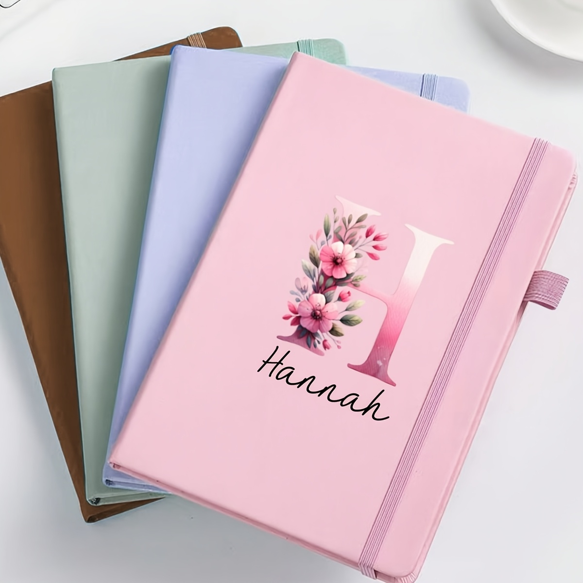 Leather Work Notepad - Personalized Name Leather Notebook, Custom Letter
