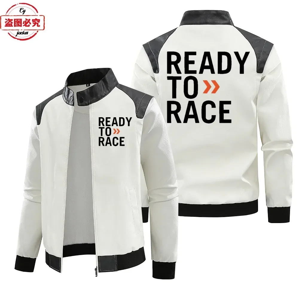 Leather Work Jacket With Hood - Ready to Race logo printed off-road