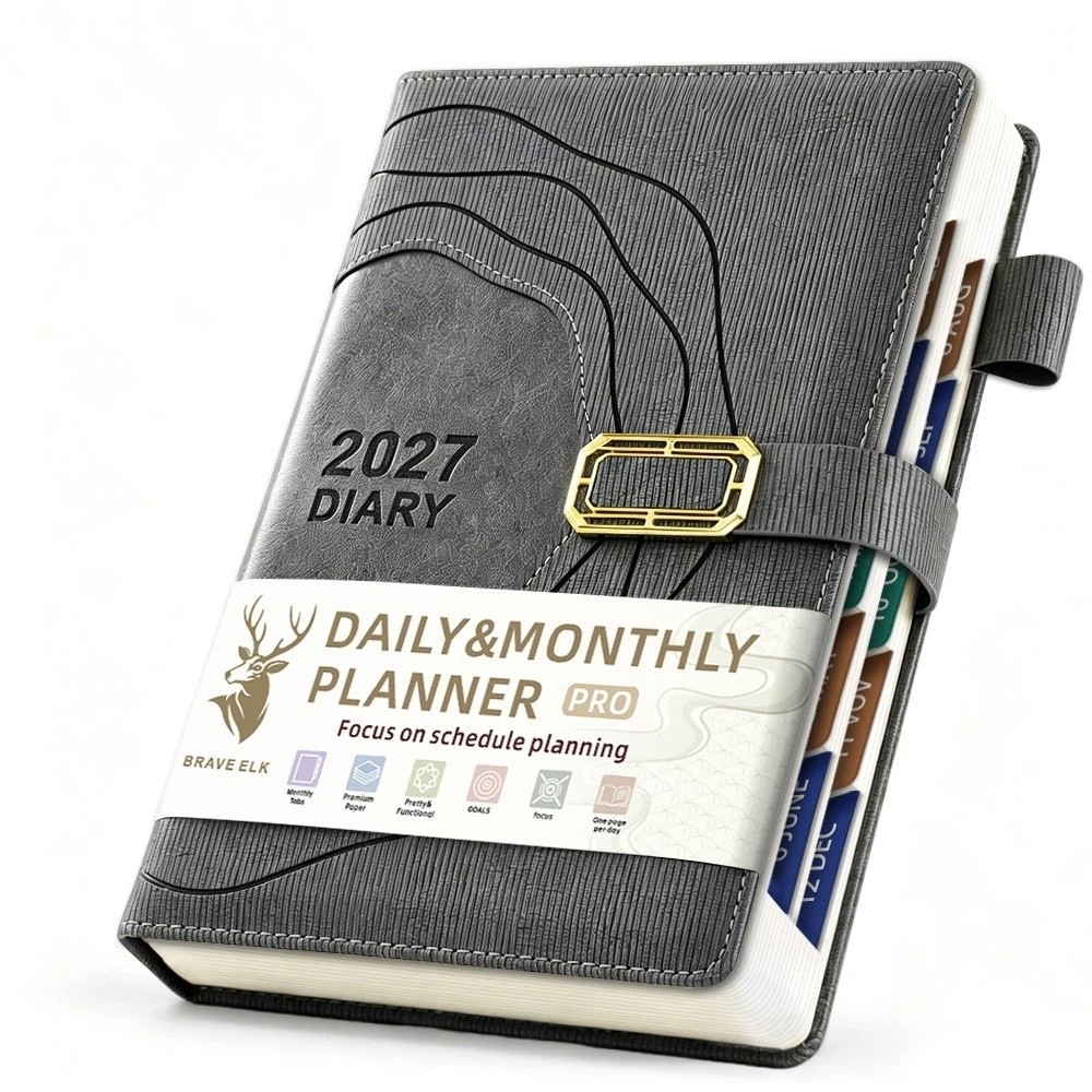 Leather Work Notepad - Thickened 2027 Schedule Notepad Hardcover PU