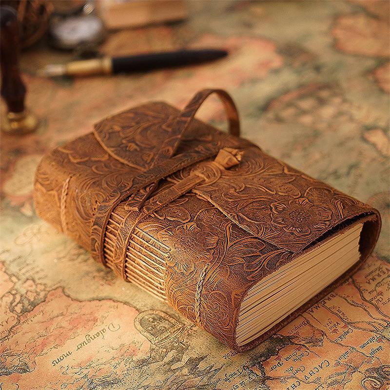 Leather Work Notepad - Handmade Leather Notebook Brown Journal Thick