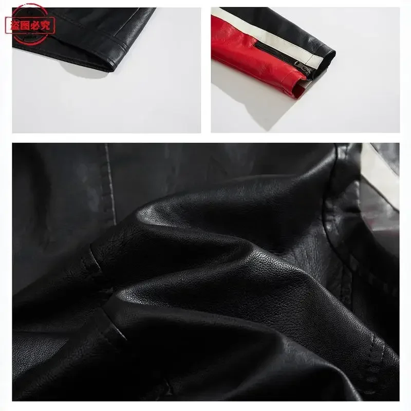 Ready To Race Logo Printed Off - Leather Work Jacket With Hood 评论和价格