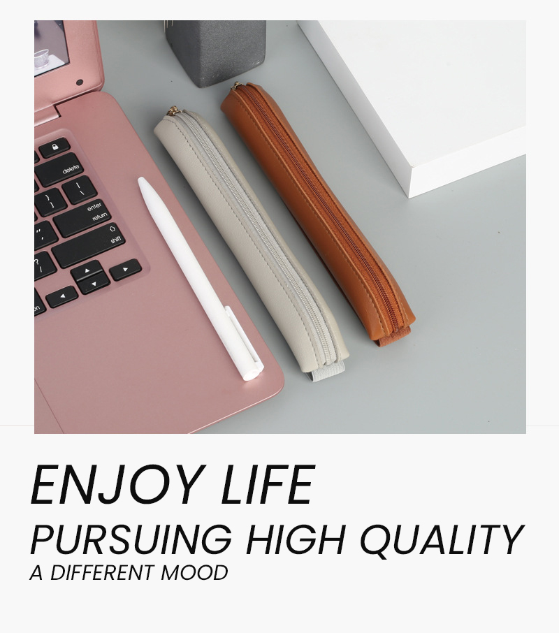 Pu Leather Pen Holder Zippered - Leather Work Notepad 评论和价格