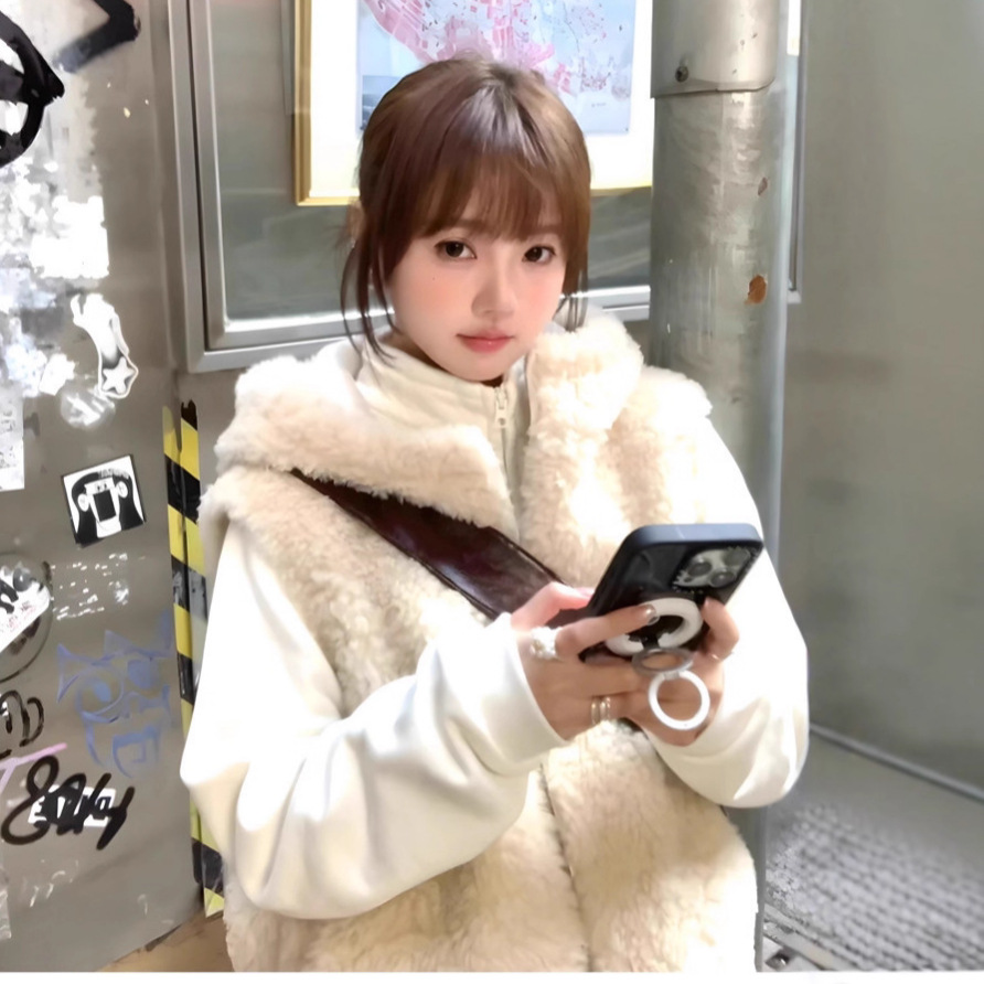 Faux Fur Coats Women Vests Zip - Leather Work Jacket With Hood 评论和价格
