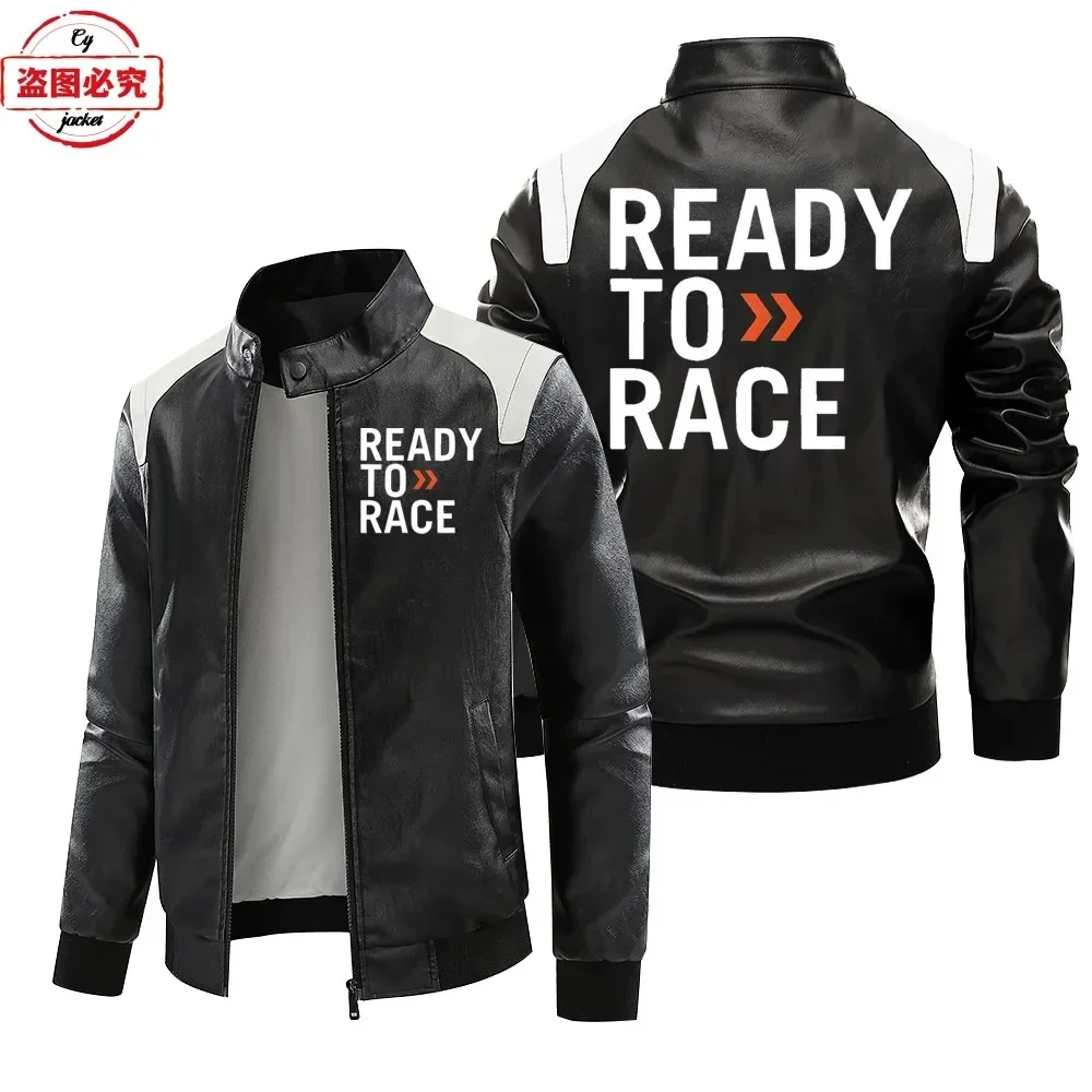 Ready to Race logo printed off - Leather Work Jacket With Hood 评论和价格