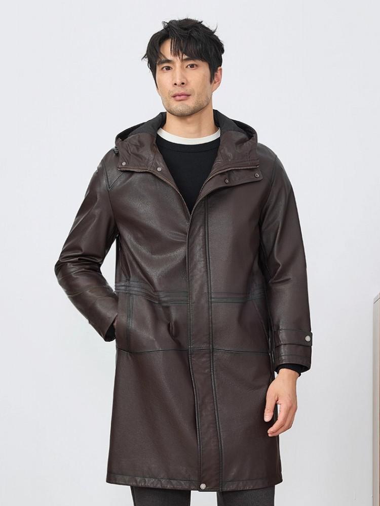 Fashion Mens Autum New Hooded  - Leather Work Jacket With Hood 评论和价格