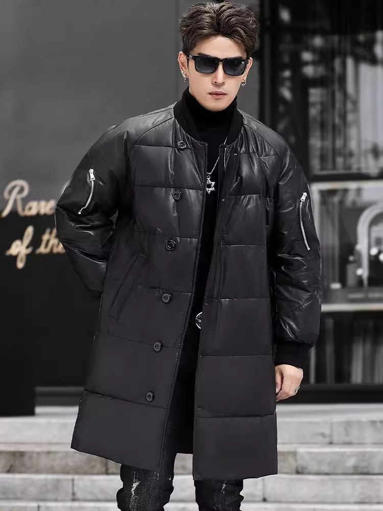 Winter New Men Hooded Long Gen - Leather Work Jacket With Hood 评论和价格