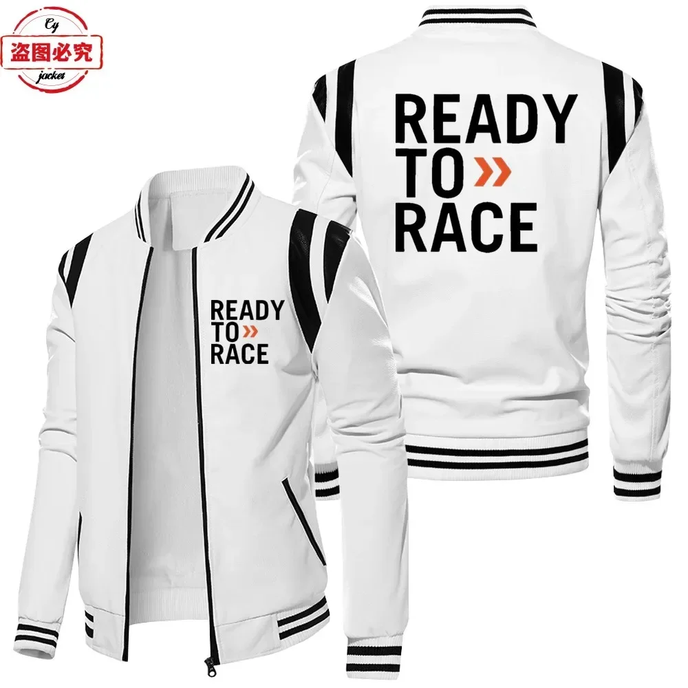 Ready To Race Logo Printed Off - Leather Work Jacket With Hood 评论和价格