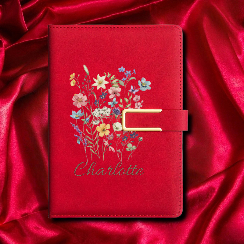 A5 Floral Monogram Custom Name - Leather Work Notepad 评论和价格