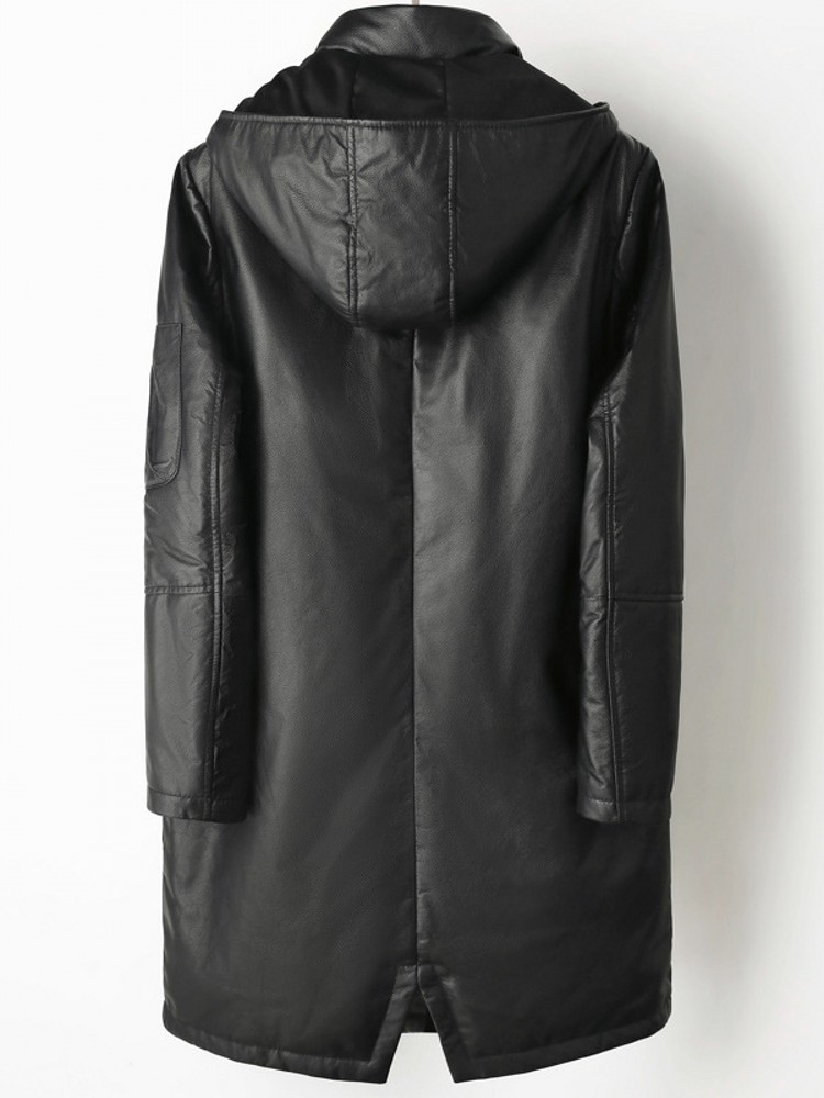 Winter Men Warm Cowhide Genuin - Leather Work Jacket With Hood 评论和价格