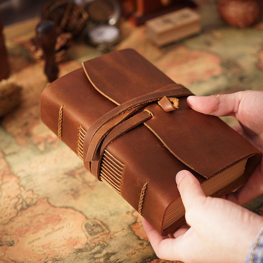 Handmade Leather Notebook Brow - Leather Work Notepad 评论和价格